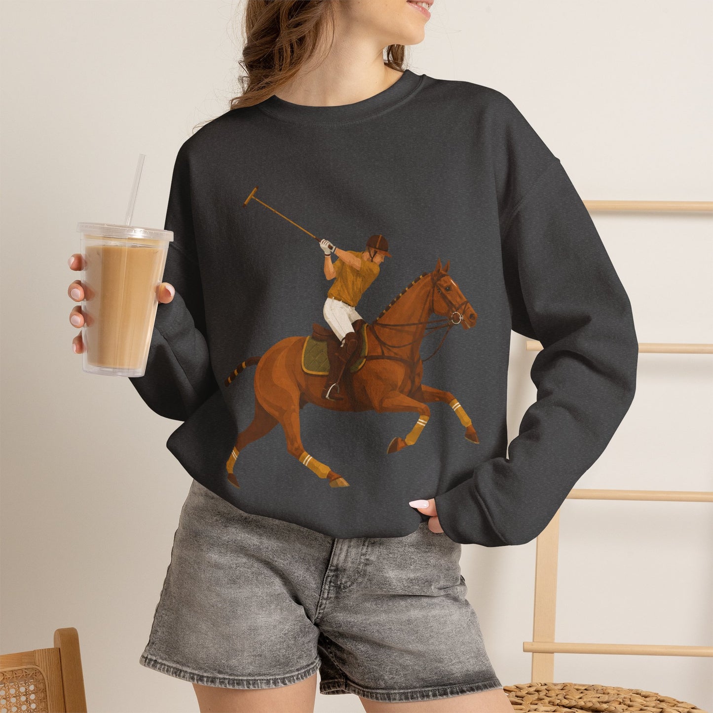 Global Colours - Vintage Polo Horse Sweatshirt | Heritage Country Club Equestrian Graphic Crewneck