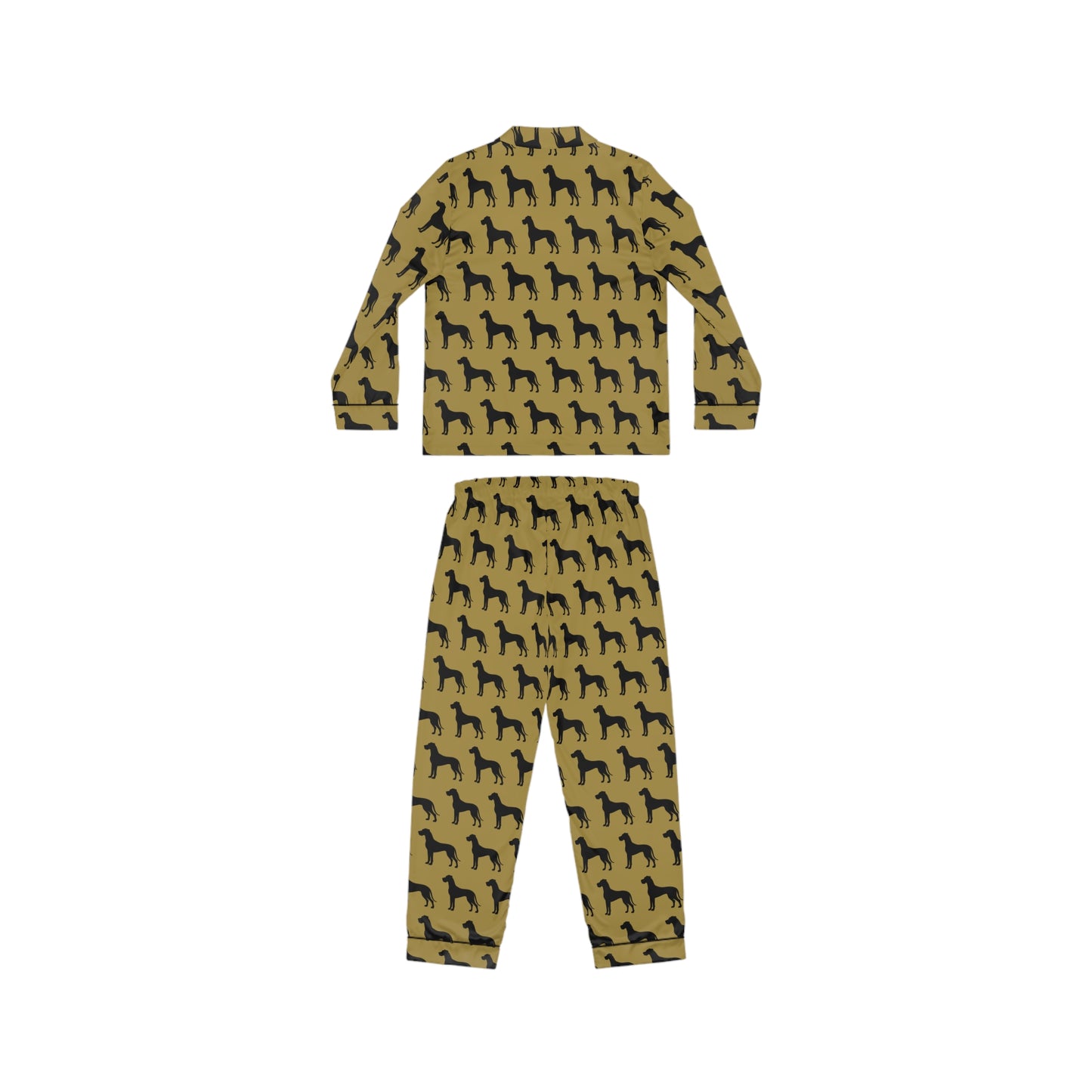 Mustard Great Dane Silhouette Satin Pyjama Set