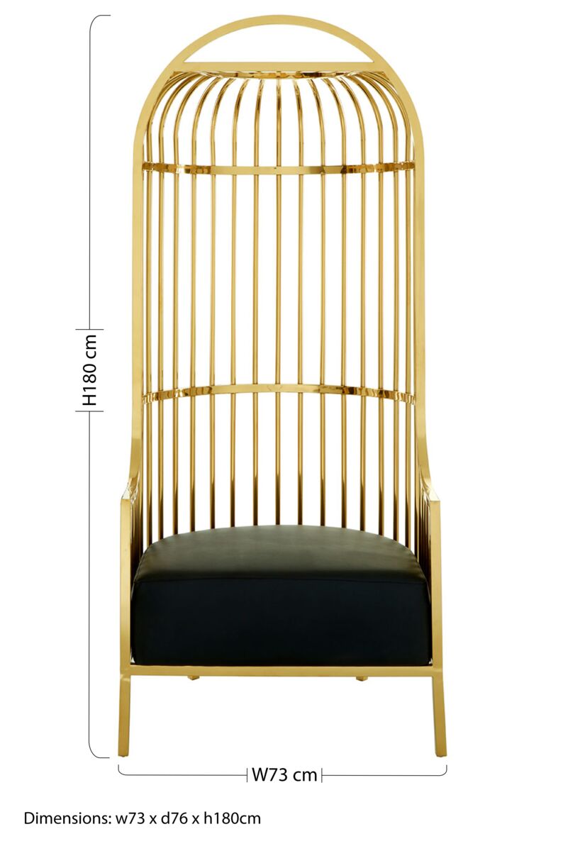 Eliza Gold Metal Dome Cage Chair with Cushion