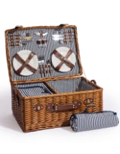 Luxury 4 Person Wicker Picnic Hamper with Blanket & Accessories
