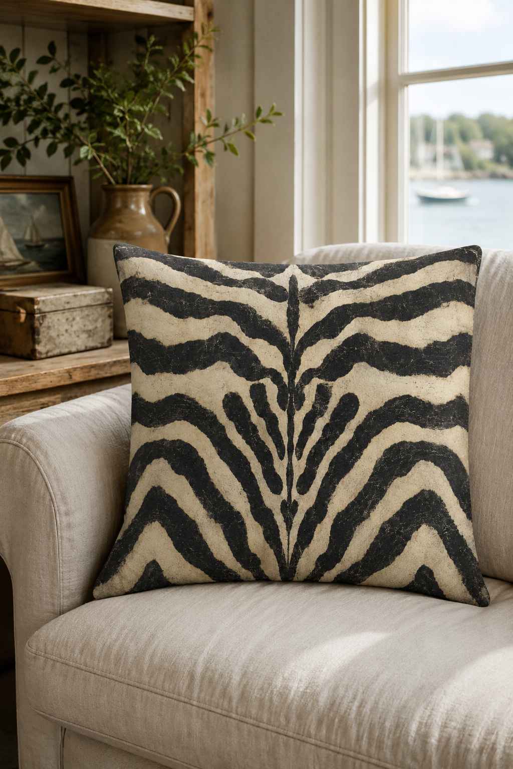 Vintage Zebra Print Faux Suede Cushion