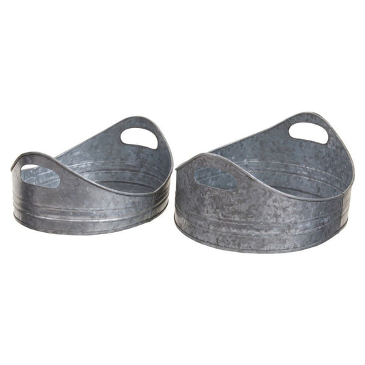 Drummond Set of Two Oval Galvanised Trays