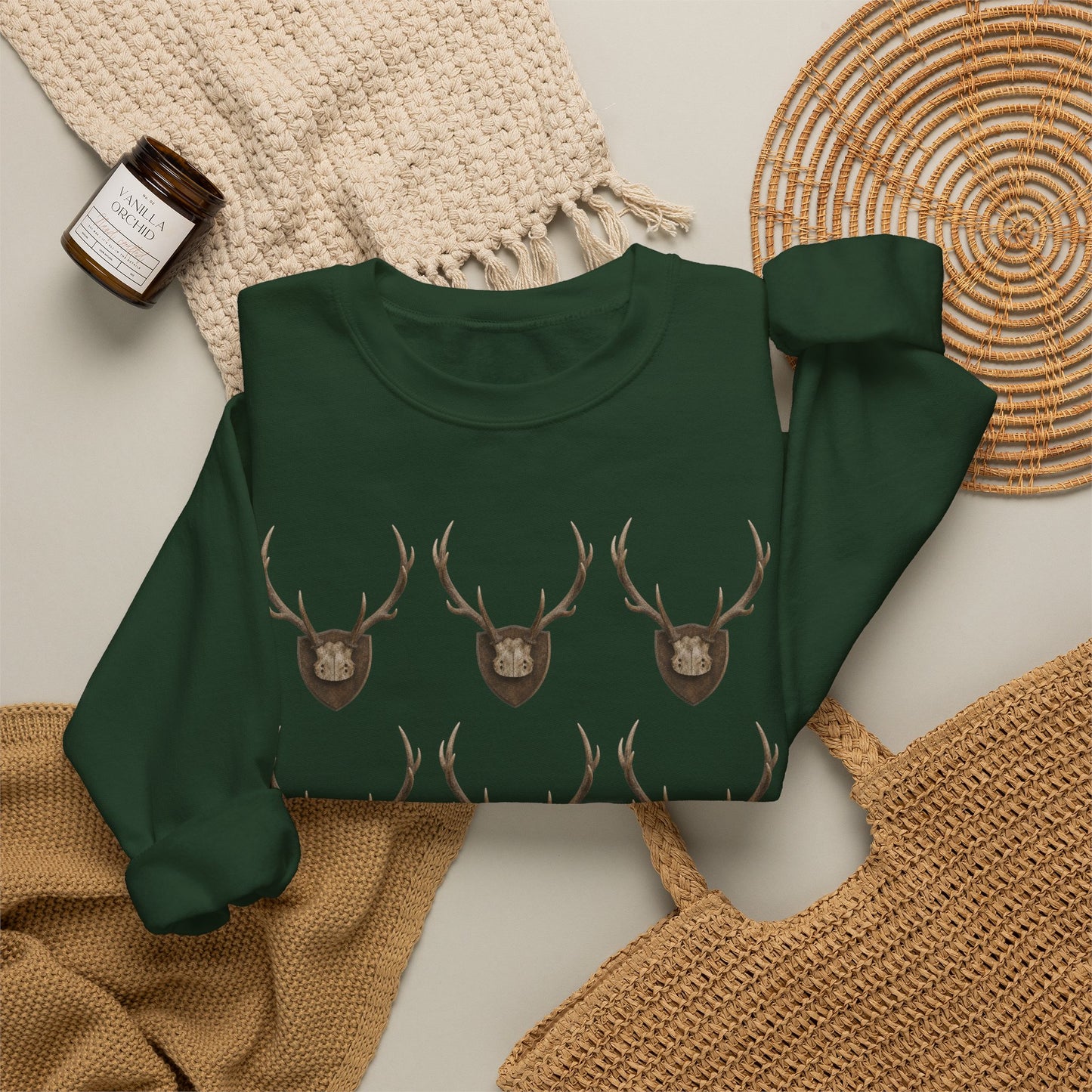 Deer Antler Crest Crewneck Sweatshirt