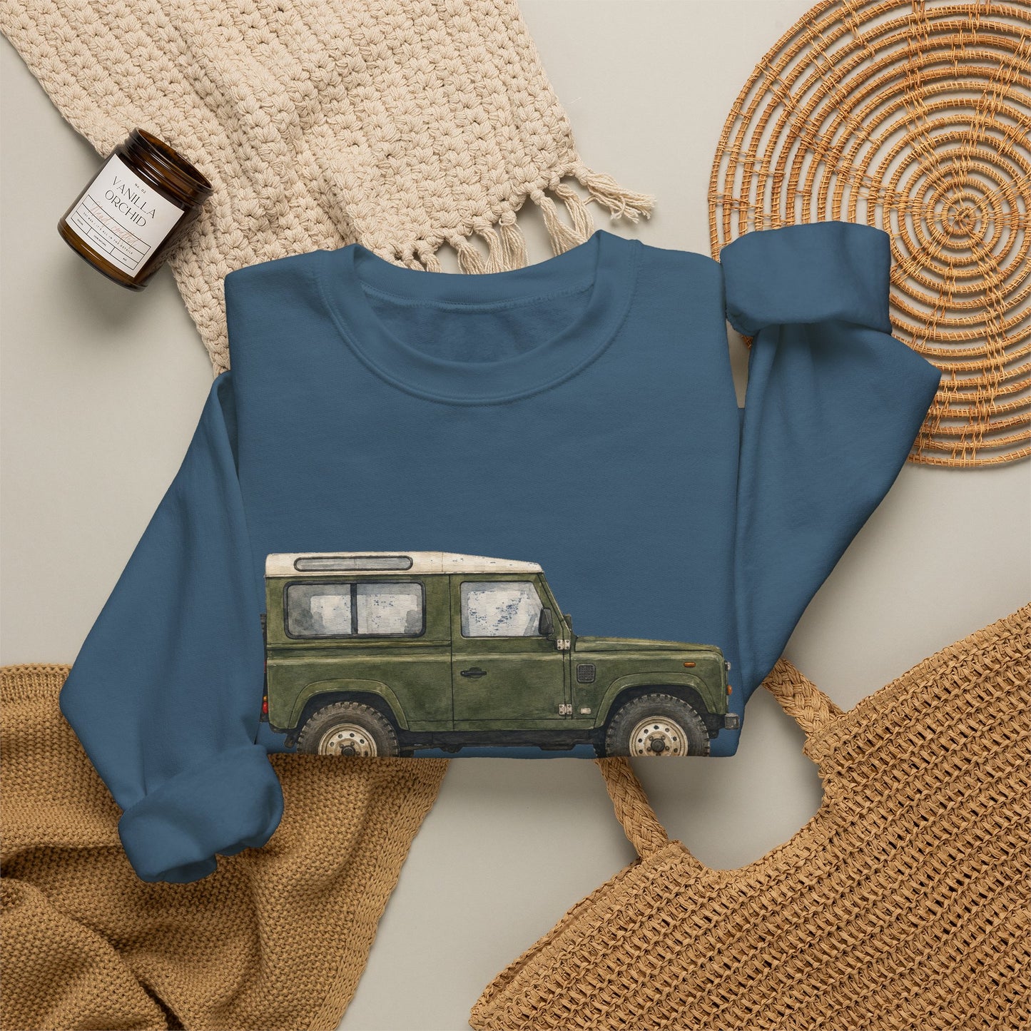 Adventure Land Rover Sweatshirt – Vintage Green Off-Road Truck Crewneck