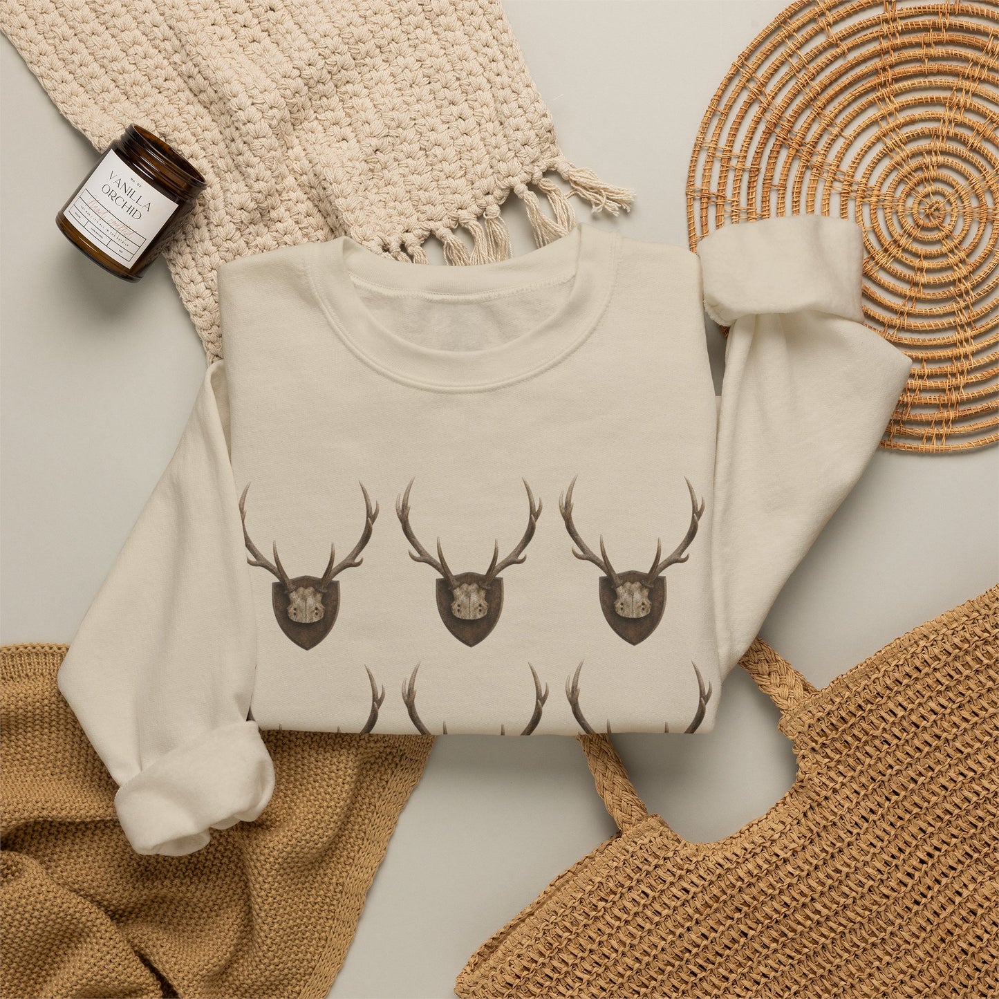 Deer Antler Crest Crewneck Sweatshirt