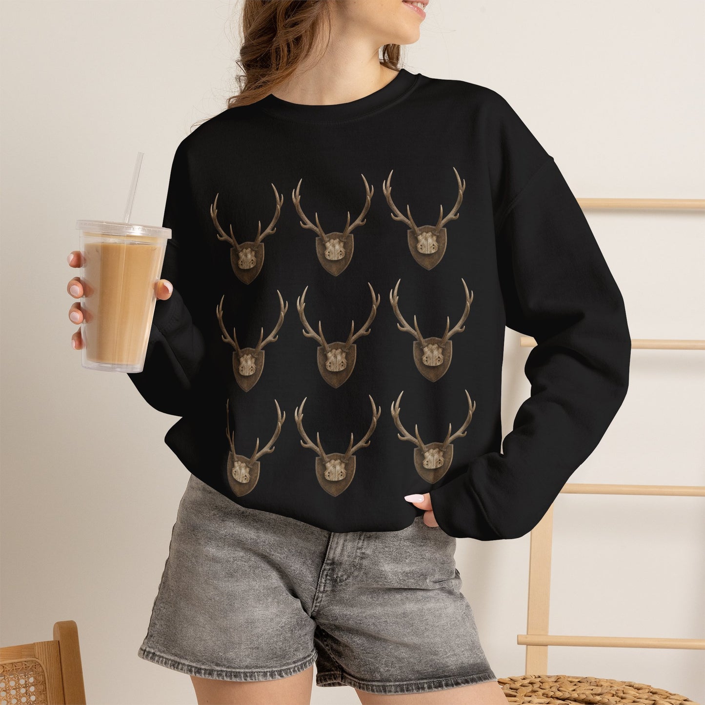 Deer Antler Crest Crewneck Sweatshirt