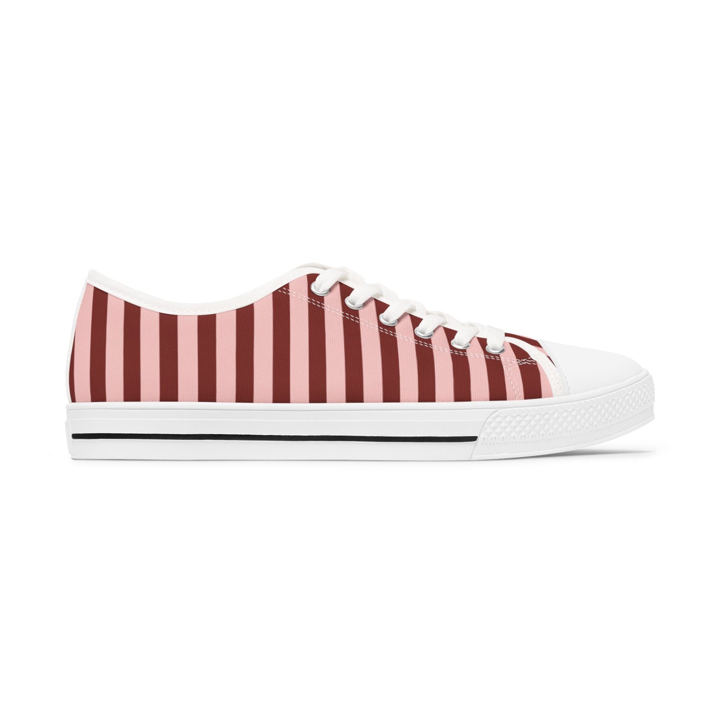 Preppy Stripe Low-Top Canvas Trainers – Dusty Rose & Claret