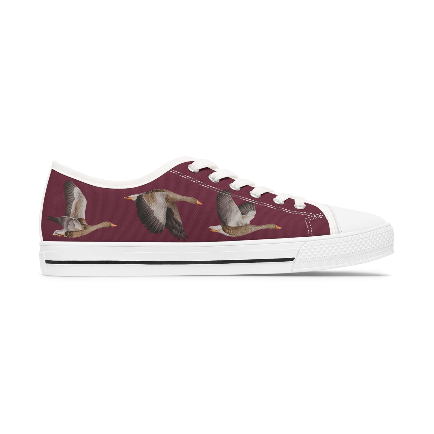 Burgundy Flying Geese Low Top Sneakers - Womens