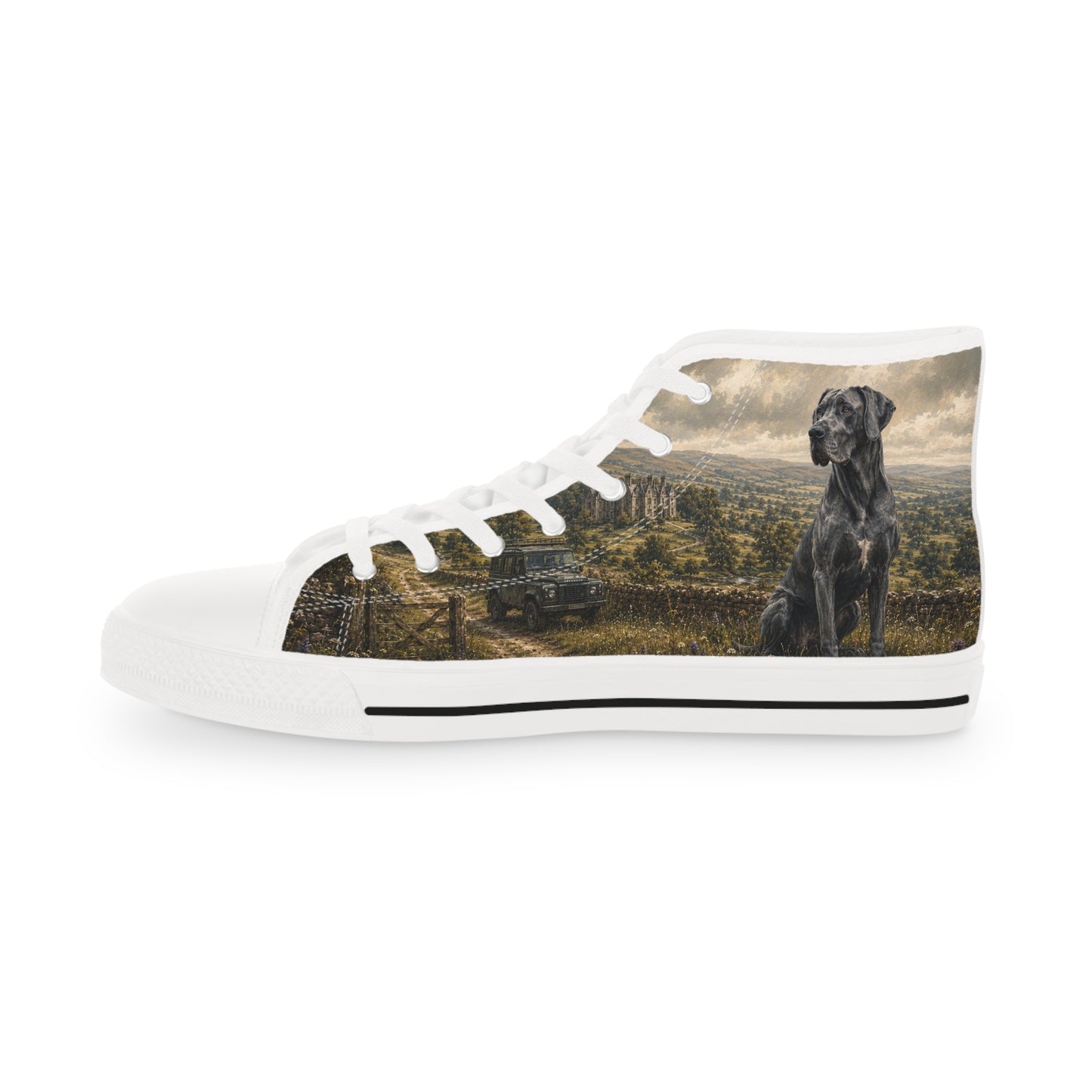 Mens Great Dane Countryside High Top Sneakers | British Heritage Dog Lover Shoes | Vintage Country 4x4 Trainers