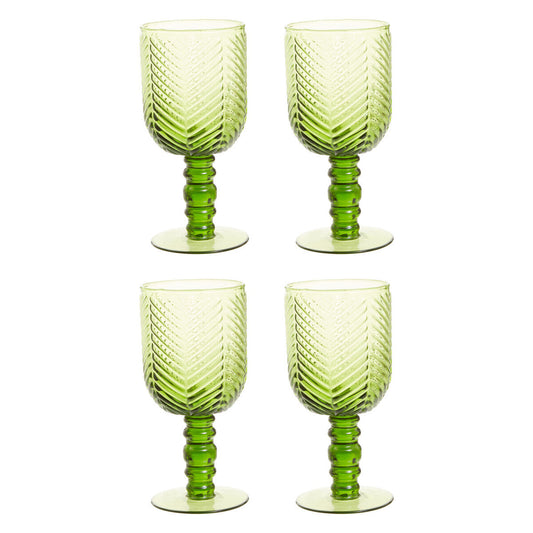 Set of Four Green Wine Glasses | Fleur