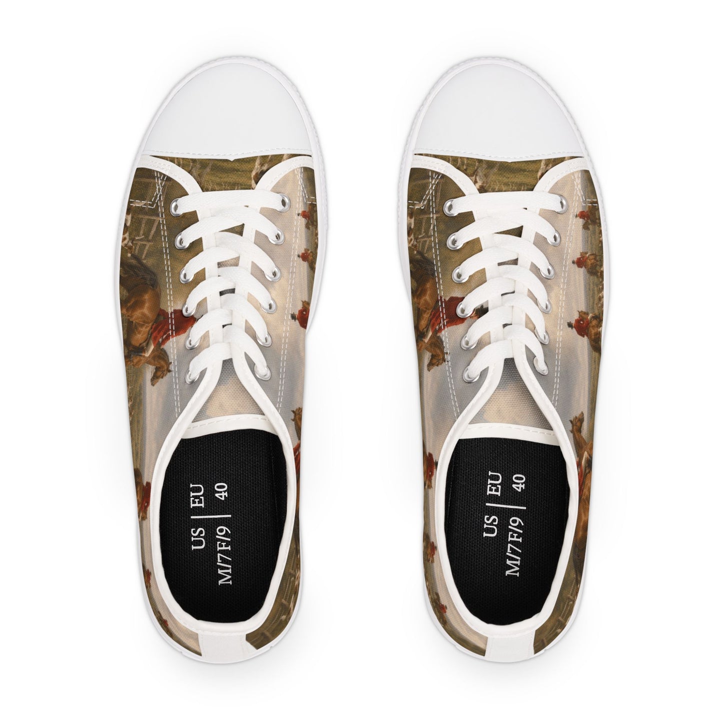 Vintage Equestrian Scene I Low Top Sneakers - Womens
