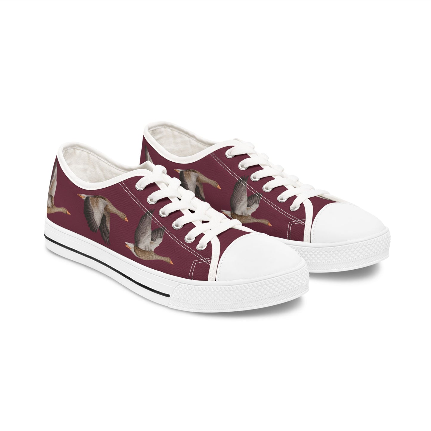 Burgundy Flying Geese Low Top Sneakers - Womens