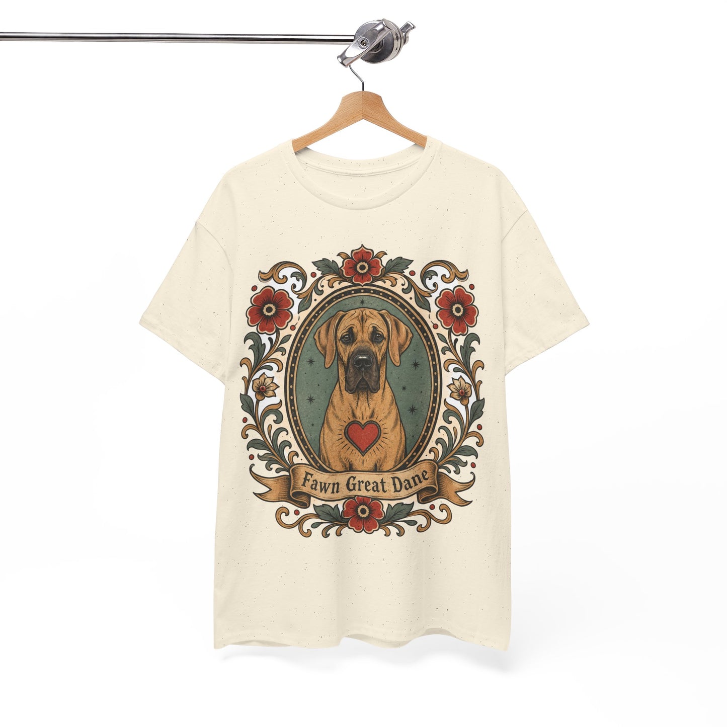 Fawn Great Dane Dog T-Shirt — 'Fawn Great Dane' Floral Portrait Tee