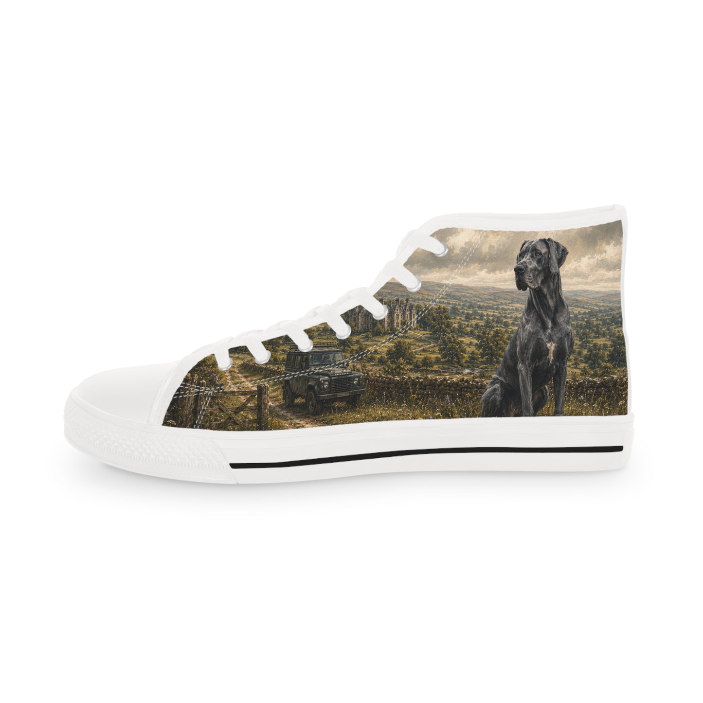 Mens Great Dane Countryside High Top Sneakers | British Heritage Dog Lover Shoes | Vintage Country 4x4 Trainers