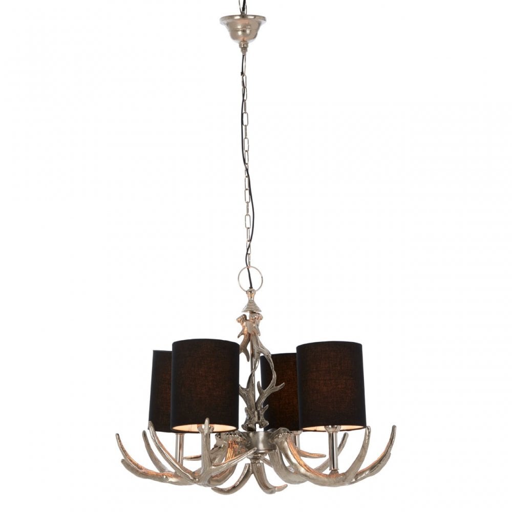 Rockclif 4-Light Silver Antler Chandelier