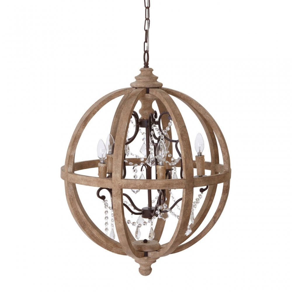 Pia 5-Light Wooden Cage Chandelier