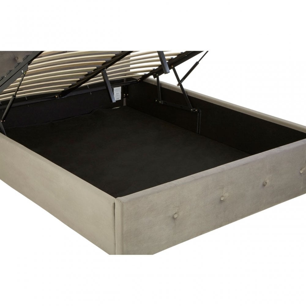 Edison Grey Brushed Velvet King Size Ottoman Bed