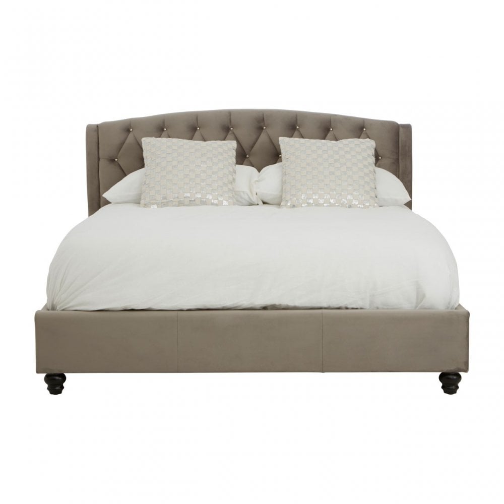 Josephine Grey Velvet King Size Bed