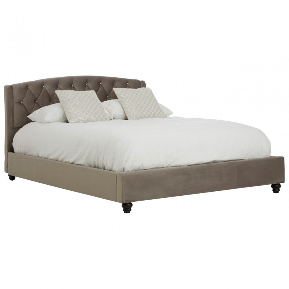 Josephine Grey Velvet King Size Bed