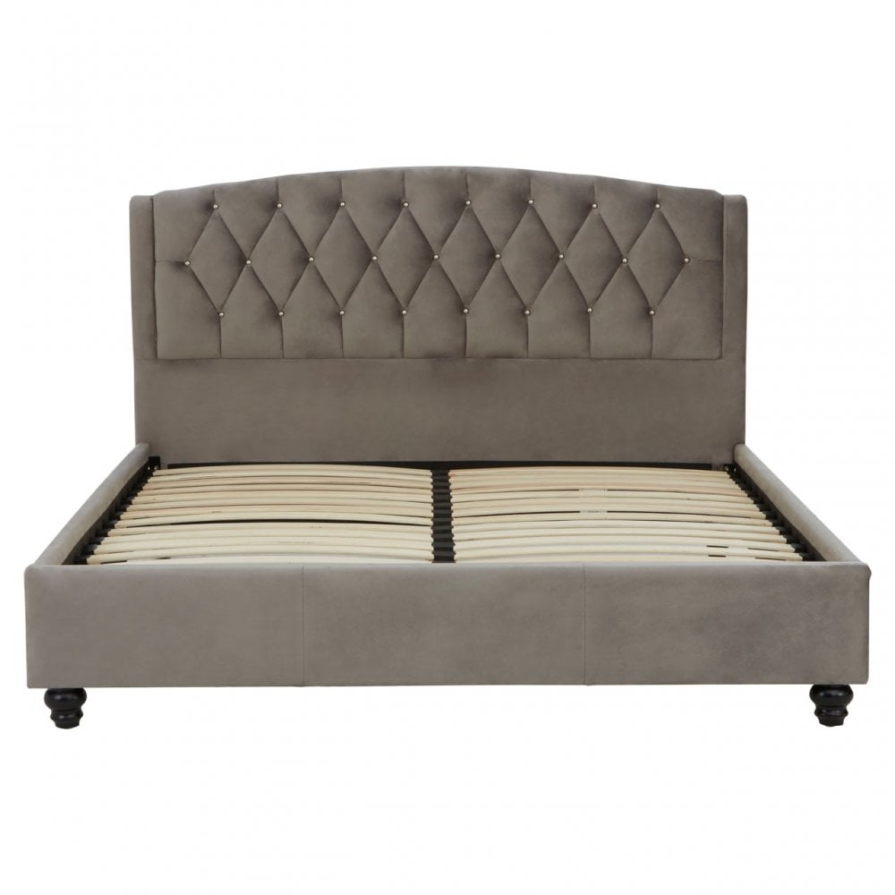 Josephine Grey Velvet King Size Bed