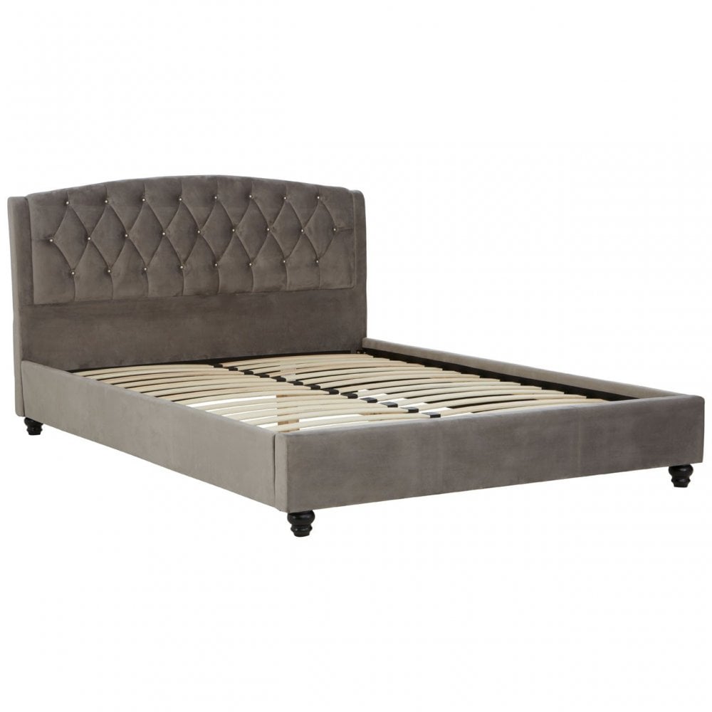 Josephine Grey Velvet King Size Bed