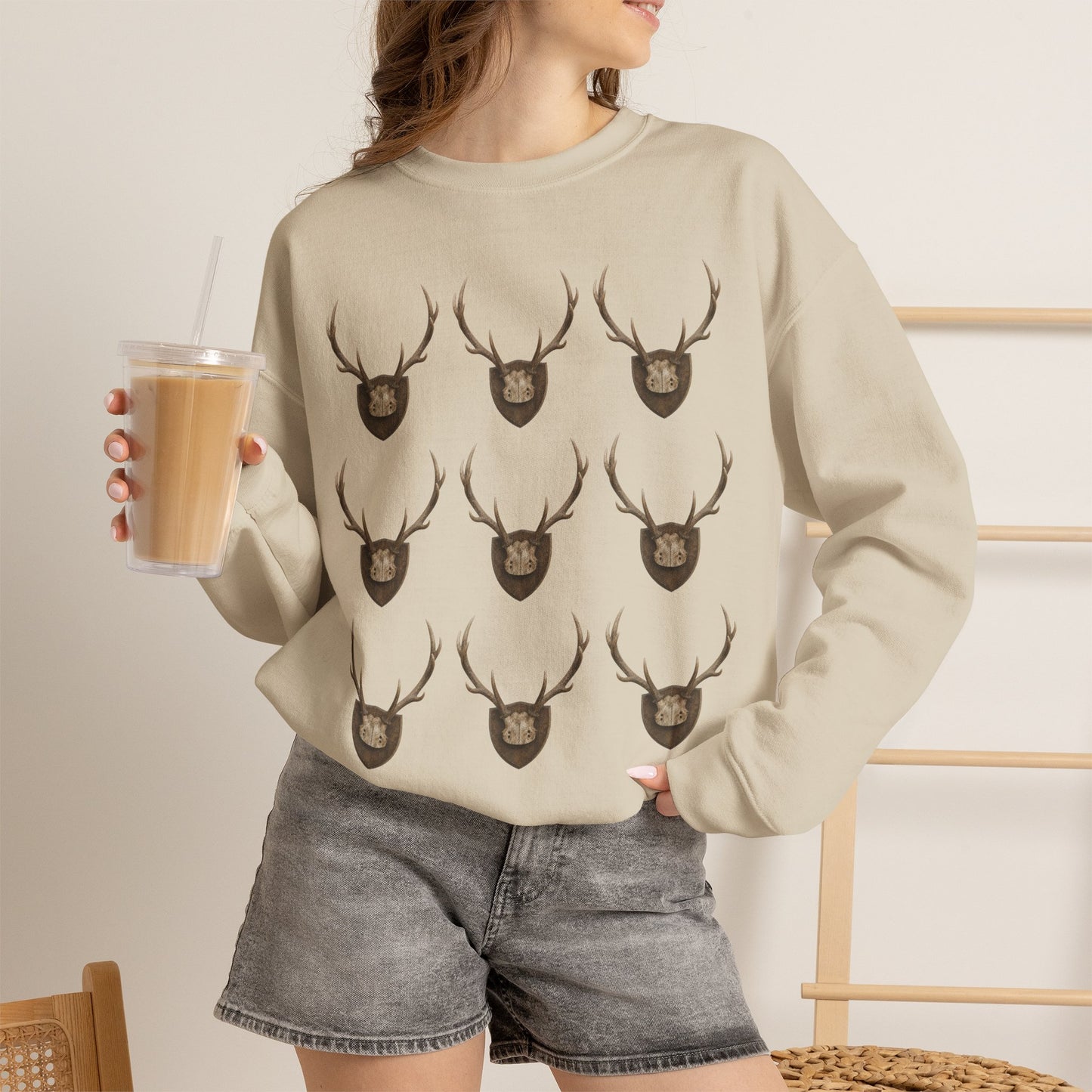 Deer Antler Crest Crewneck Sweatshirt