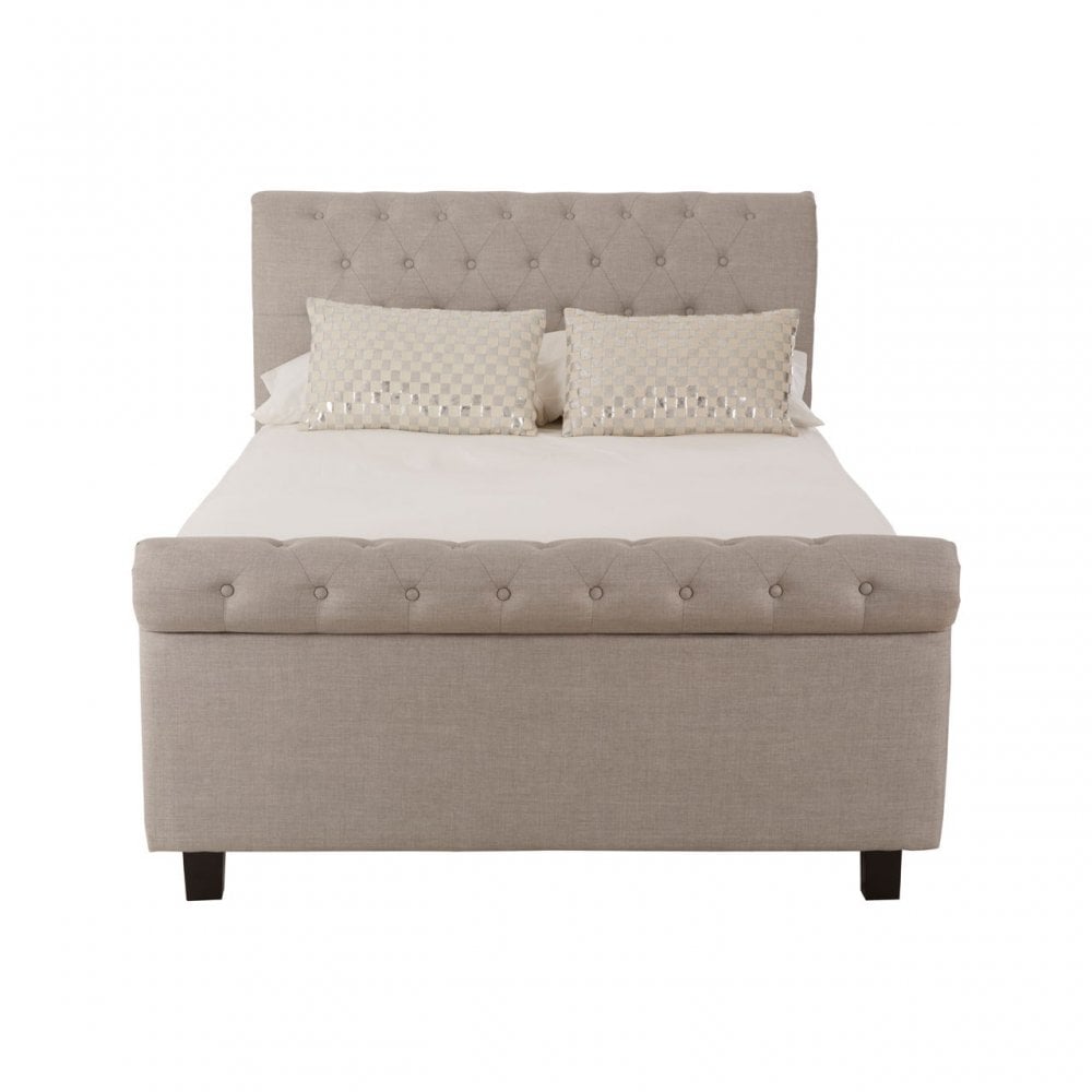 Orlando Grey Double Ottoman Bed with Rolled Headboard