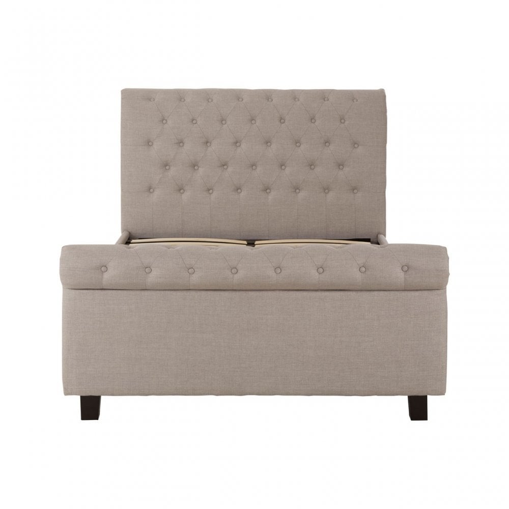 Orlando Grey Double Ottoman Bed with Rolled Headboard