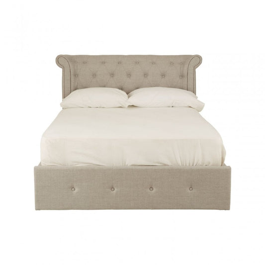 Edison Light Grey Double Ottoman Bed