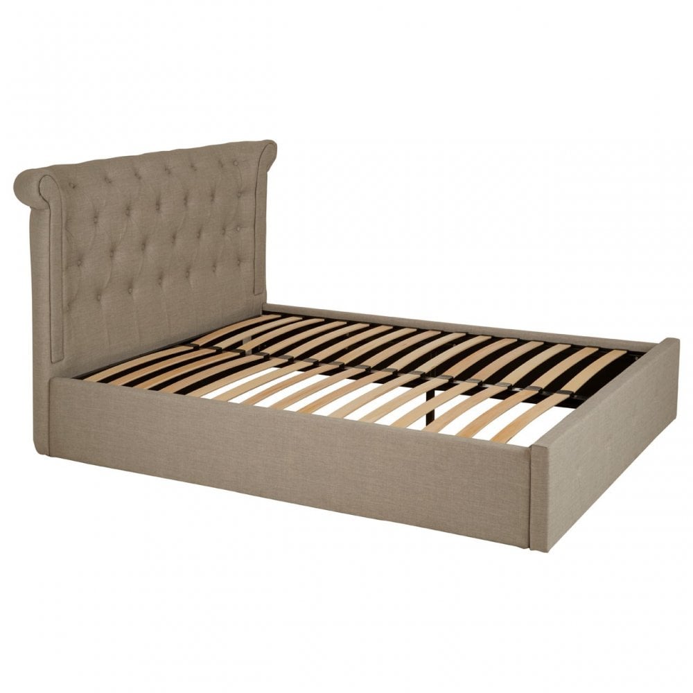 Edison Light Grey Double Ottoman Bed
