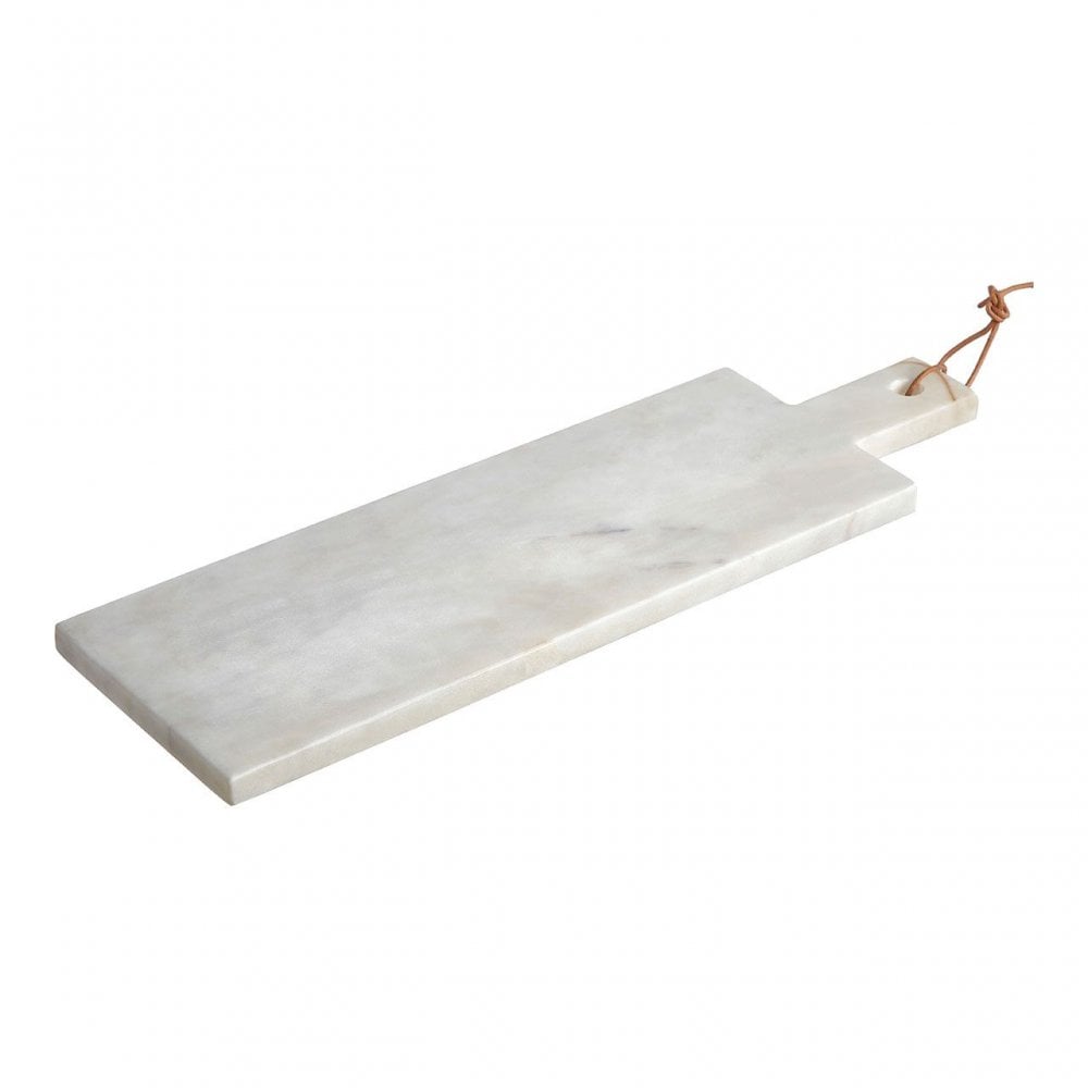 Elegant White Marble Serving Board with Leather Tie