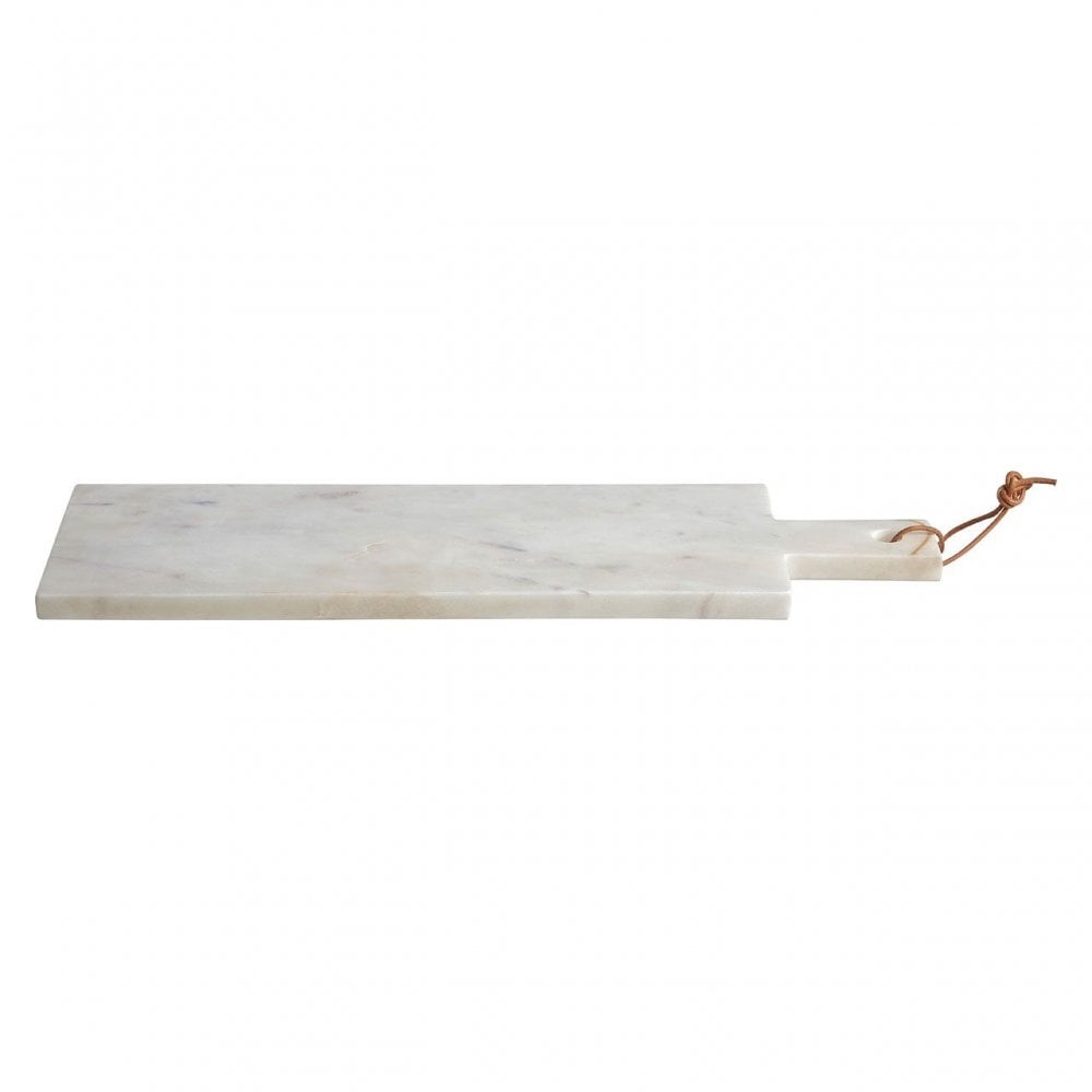 Elegant White Marble Serving Board with Leather Tie
