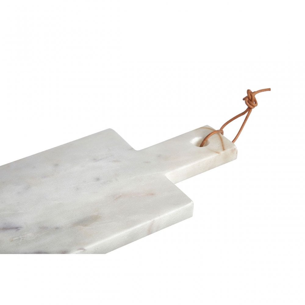Elegant White Marble Serving Board with Leather Tie
