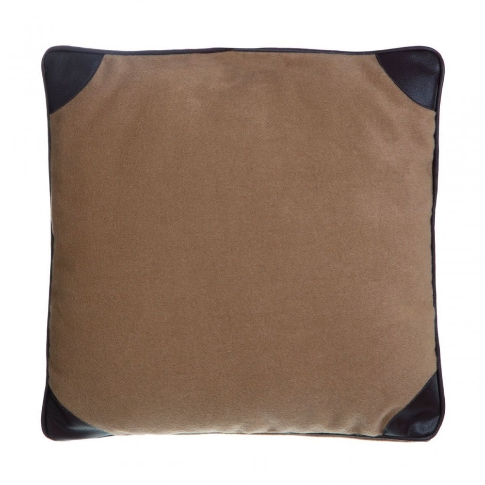 Heritage Beige Leather-Trimmed Cushion