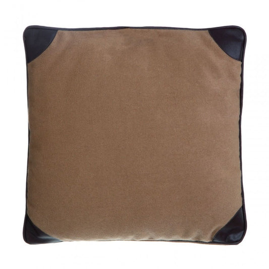 Heritage Beige Leather-Trimmed Cushion