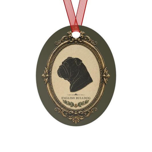 English Bulldog Christmas Ornament – Vintage Cameo Dog Decoration, Heritage-Style Bulldog Lover Gift