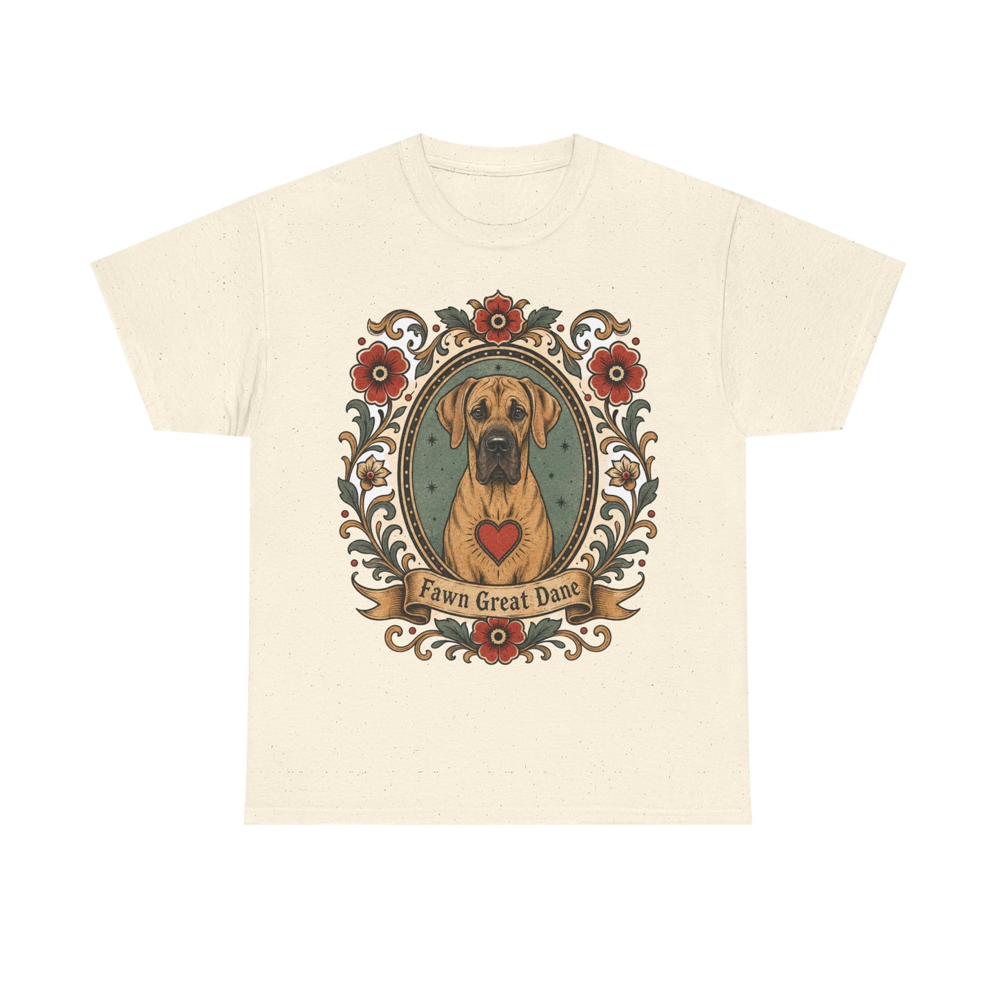 Fawn Great Dane Dog T-Shirt — 'Fawn Great Dane' Floral Portrait Tee