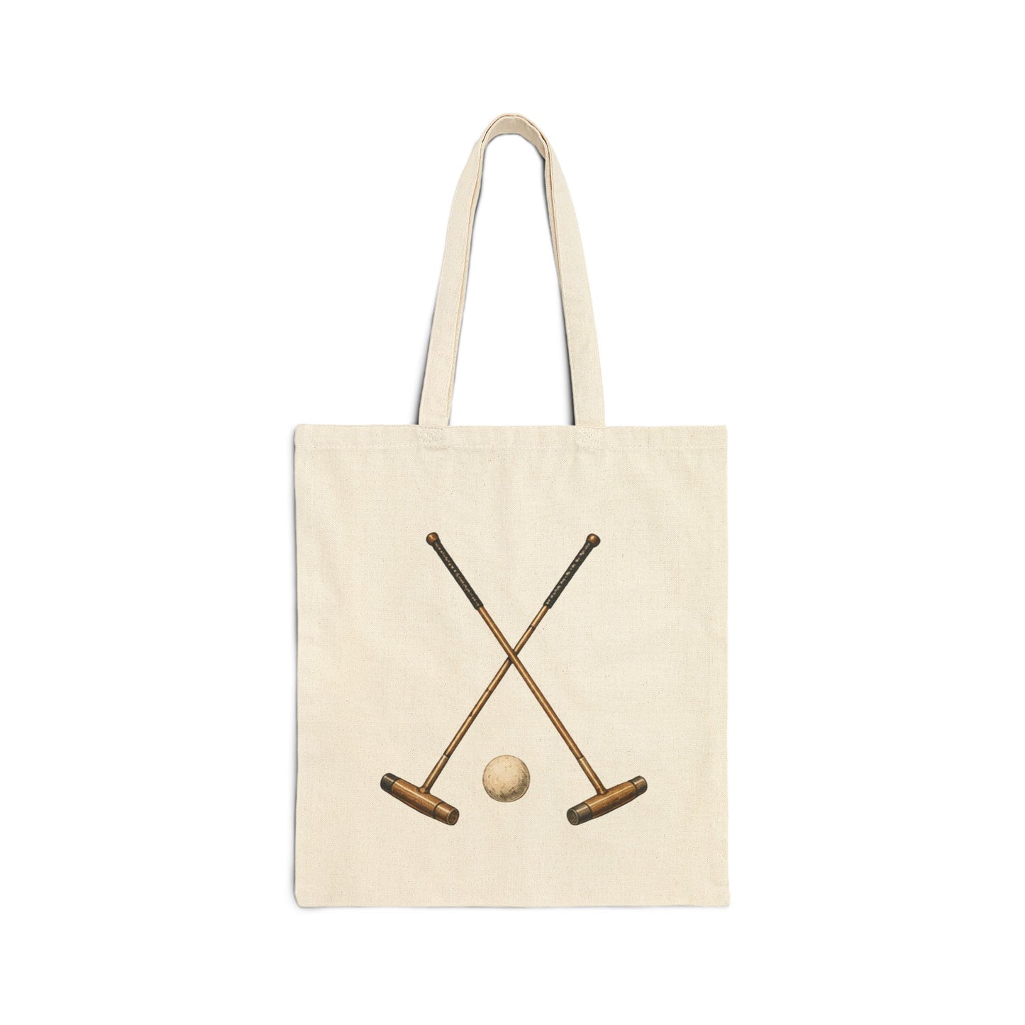 Polo Player Illustration Tote Bag | Crossed Mallets & Ball Tote