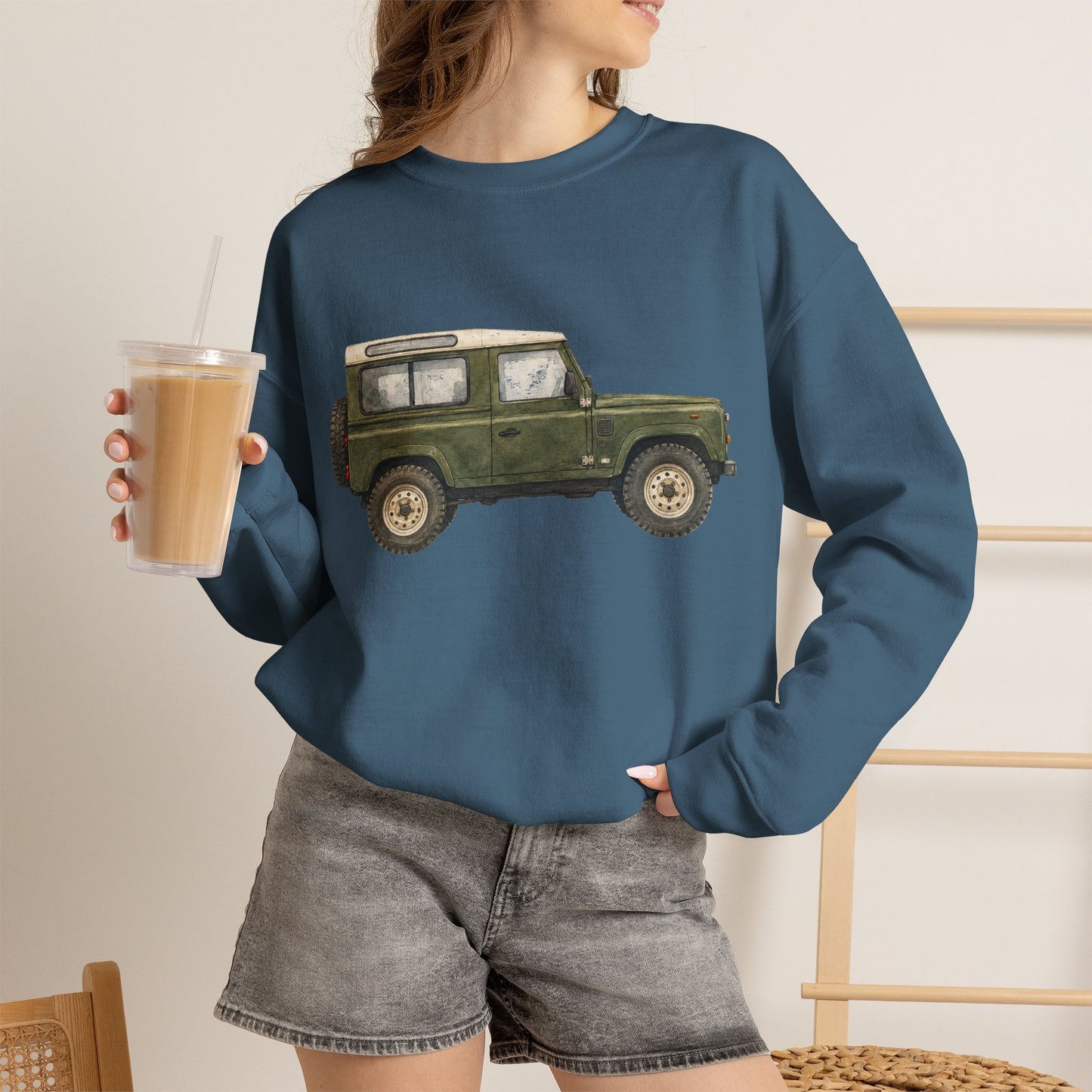 Adventure Land Rover Sweatshirt – Vintage Green Off-Road Truck Crewneck