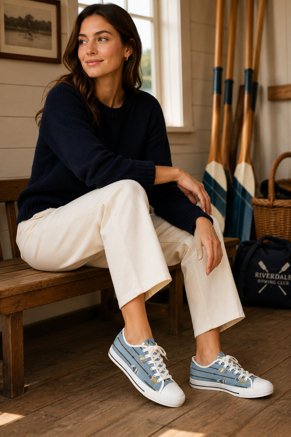 Preppy Rowing Oar Low-Top Canvas Trainers – Heritage Blue