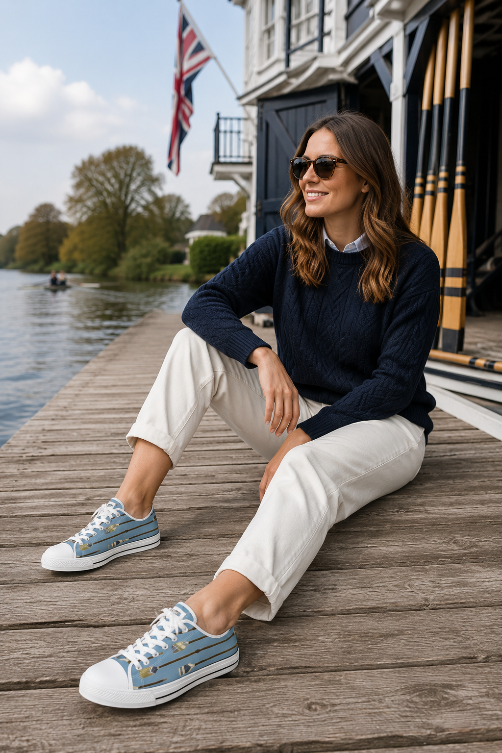 Preppy Rowing Oar Low-Top Canvas Trainers – Heritage Blue