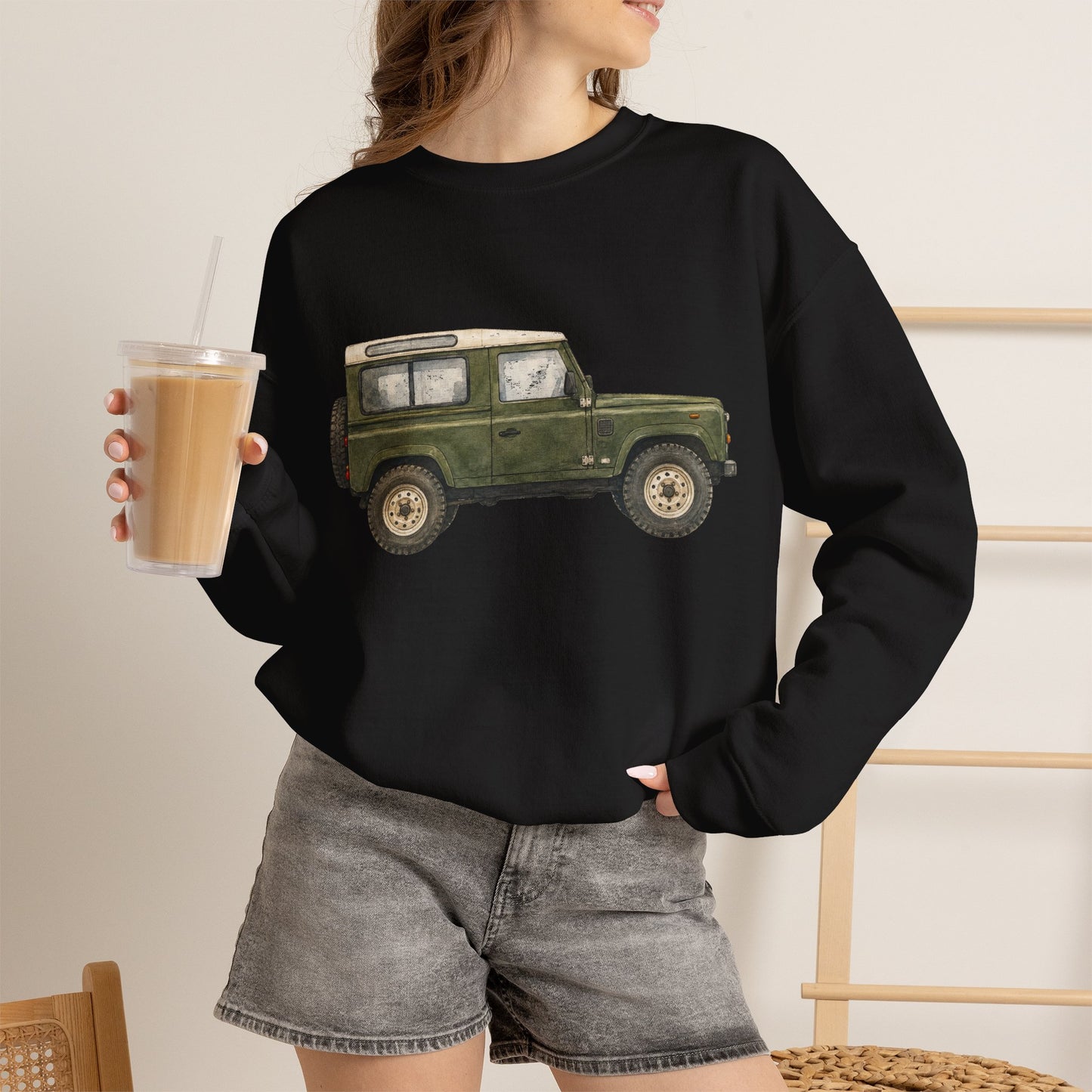 Adventure Land Rover Sweatshirt – Vintage Green Off-Road Truck Crewneck