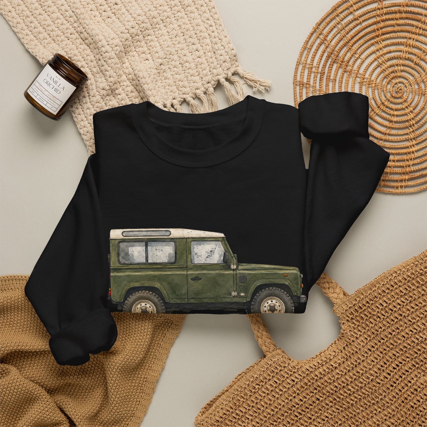 Adventure Land Rover Sweatshirt – Vintage Green Off-Road Truck Crewneck