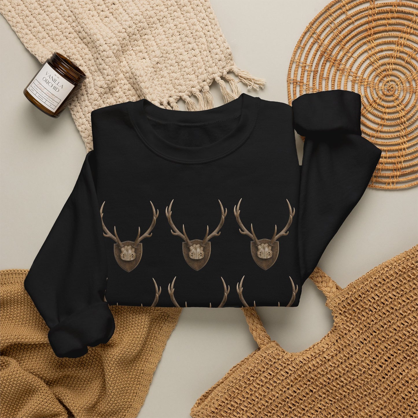 Deer Antler Crest Crewneck Sweatshirt