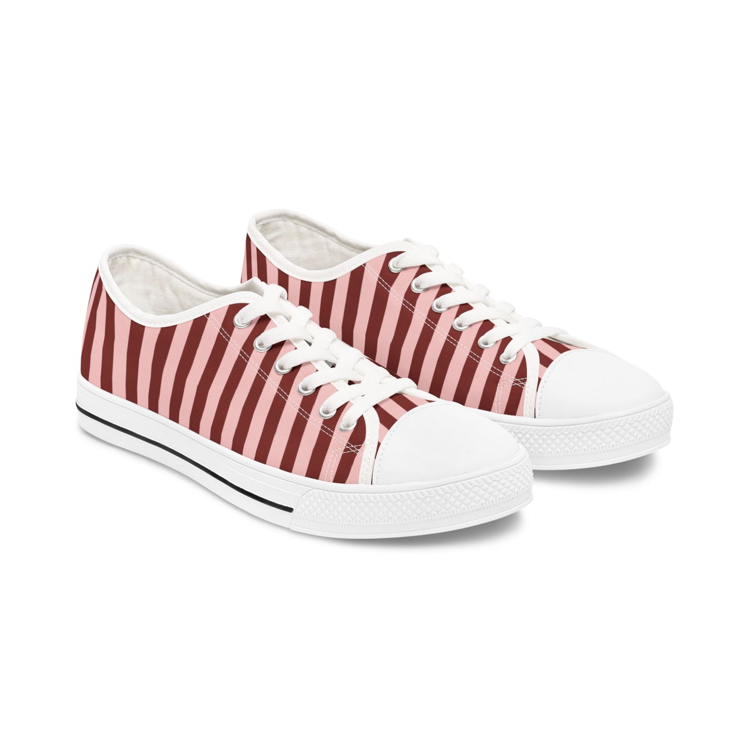 Preppy Stripe Low-Top Canvas Trainers – Dusty Rose & Claret