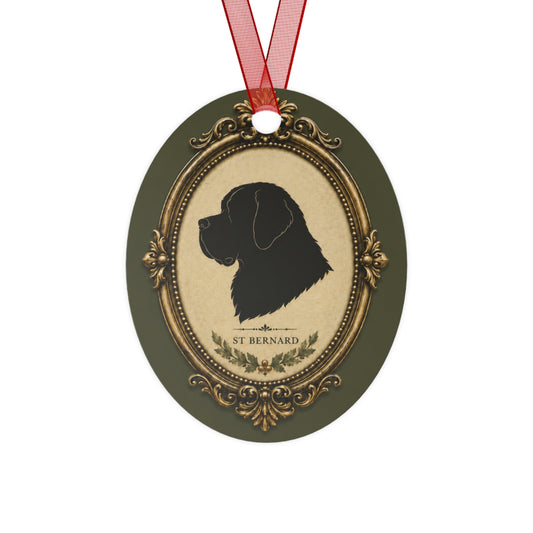 St Bernard Christmas Ornament – Vintage Cameo Dog Decoration, Heritage-Style St Bernard Lover Gift