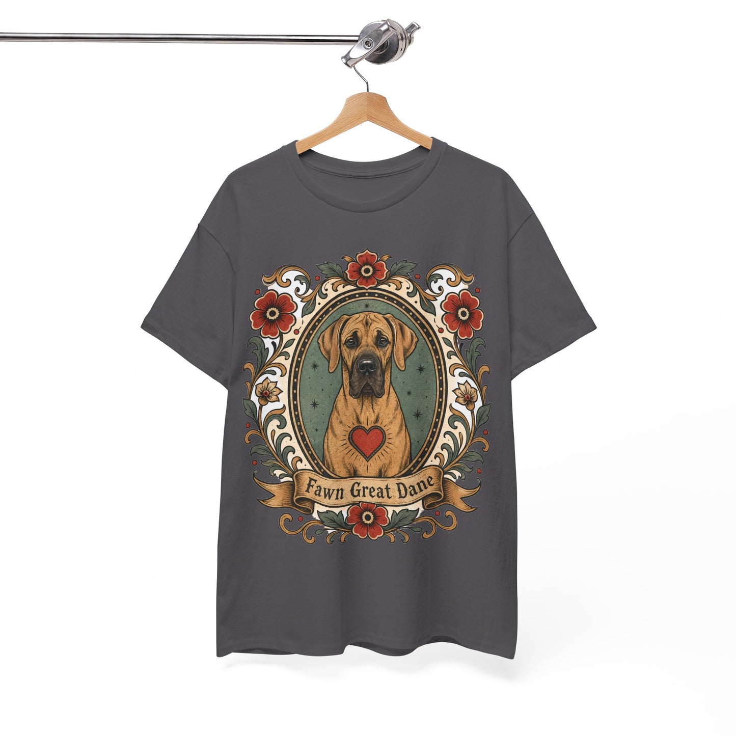 Fawn Great Dane Dog T-Shirt — 'Fawn Great Dane' Floral Portrait Tee