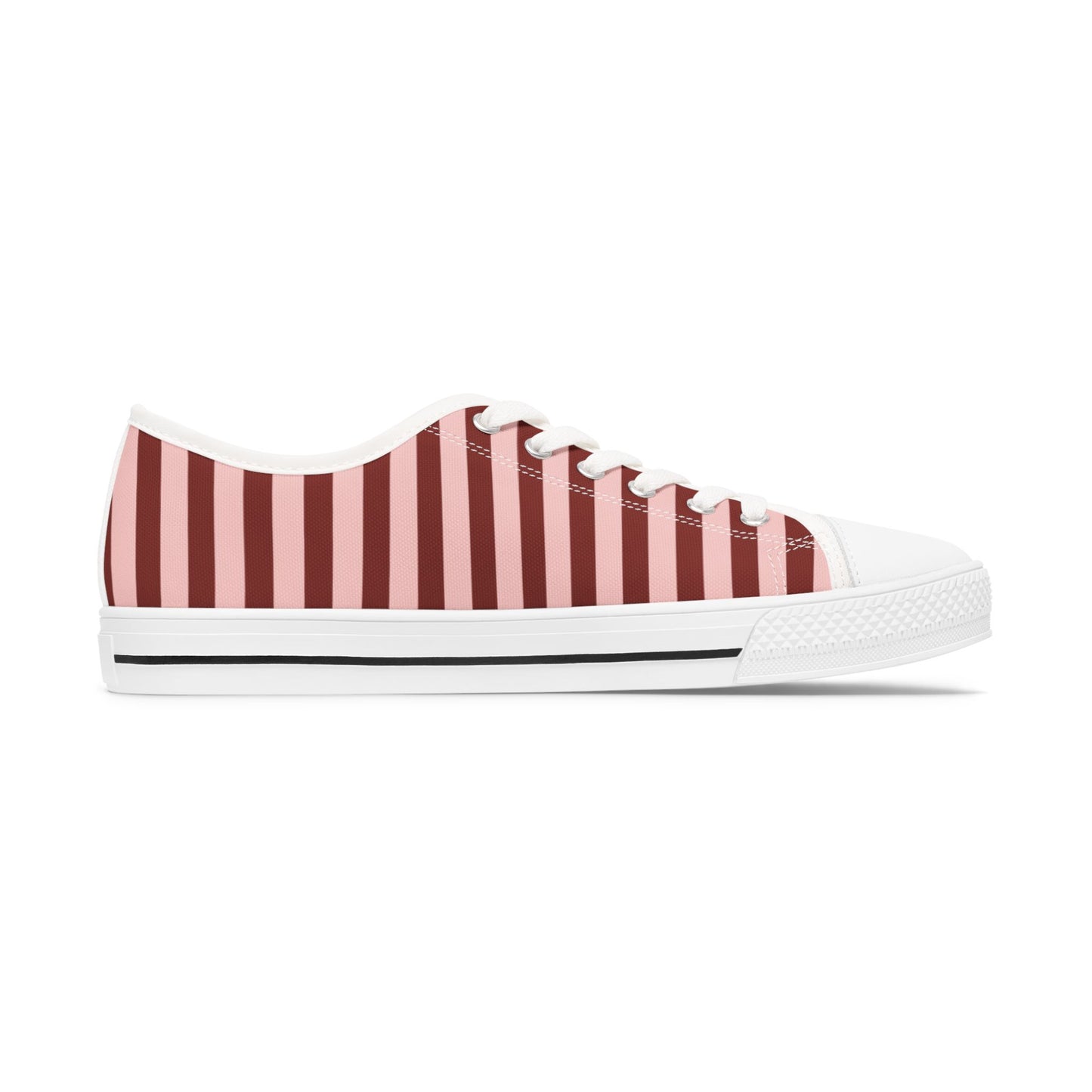 Preppy Stripe Low-Top Canvas Trainers – Dusty Rose & Claret