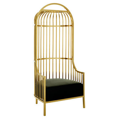 Eliza Gold Metal Dome Cage Chair with Cushion