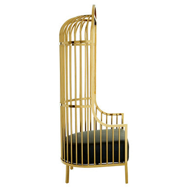 Eliza Gold Metal Dome Cage Chair with Cushion